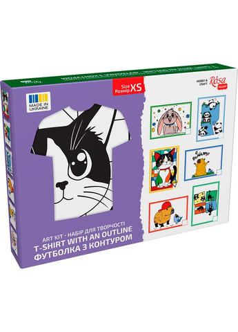 Набор футболка-раскраска Яркий кот хлопок 100% размер XS Rosa Talent (362660646)