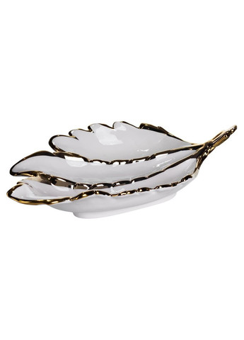 Менажниця порцелянова на 3 секції для закусок 40×25×7.5 (см) тарілка менажниця Білий із золотом ZBSY-16 No Brand (369478461)