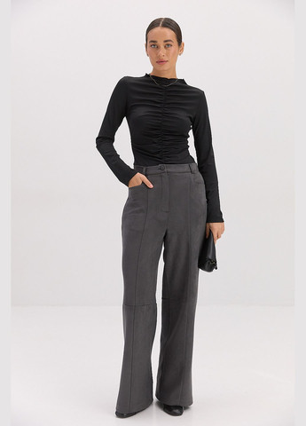 Замшевые женские брюки черные с декоративными швами Arjen (314901625)