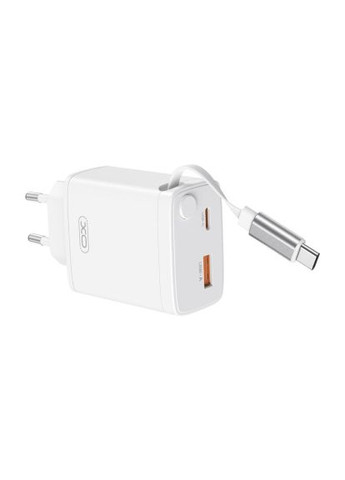 Зарядний пристрій 1xUSB-C + 1xUSB QC30W GaN + cable USB-C to USB-C white (-CE31) XO 1xUSB-C + 1xUSB QC30W GaN + cable USB-C to USB-C w (370018046)