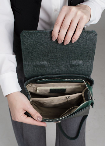 Сумка женская кожаная с клапаном 03730 темно-зеленая Virginia Conti (303403549)