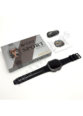 Смарт-годинник чоловічий водонепроникний з компасом Амолед екран Navi Compass Black Modfit (371776382)