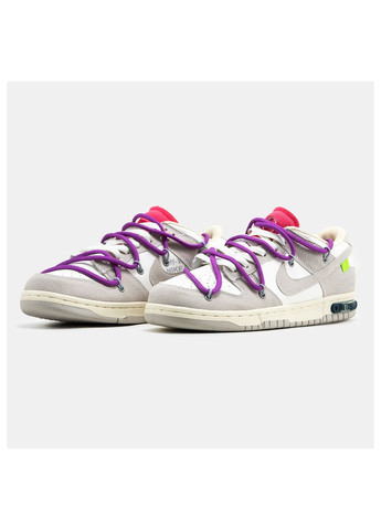 Серые демисезонные кроссовки женские Nike SB Dunk Low Off-White Lot 15 of 50