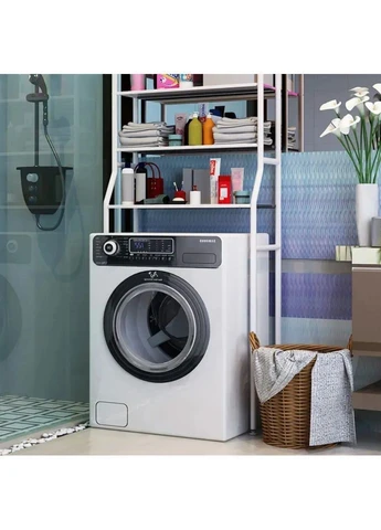 Полка стеллаж над стиральной машиной LAUNDRY RACK TW-106 Белый / Напольная стойка органайзер для ванной комнаты No Brand (373220965)