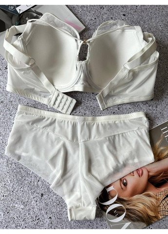 Білий комплект нижньої білизни на чашку d бюстгальтер + трусики білий CHLX