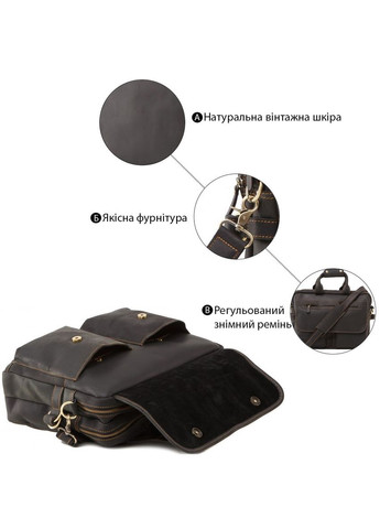 Сумка для ноутбука и документов кожаная коричневая размер 38,5х29х10,5 см 14571 Vintage (362418078)