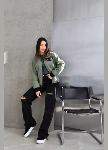Оливковая женская куртка бомбер цвет олива р.48/50 450748 New Trend