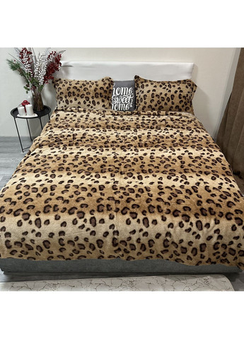 Эксклюзивное постельное белье "Хутро-велюр". Зимняя коллекция евро размер коричневого цвета. No Brand (369152409)