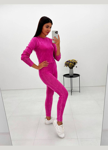 Женский спортивный костюм лонгслив и лосины рубчик варка розовый You Best (304253281)