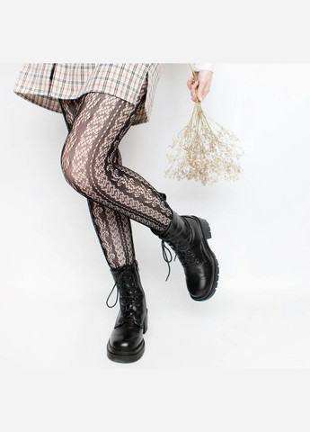 Чорні мереживні колготки в сітку щільні колготи вінтаж візерунок жіночі капронки one size еластичні ажурна сіточка декоративні No Brand (326599921)
