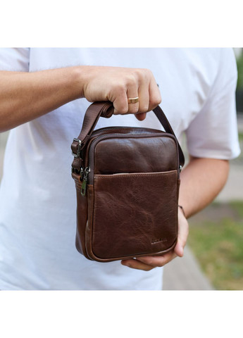 Мужской мессенджер через плечо 20х16х6, сумка планшетка для города, барсетка для телефона, коричневая No Brand (362000587)