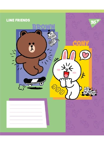 Набор тетрадей школьных А5/12 косая линия Line Friends Funny 25 шт (767640) Yes (352167556)