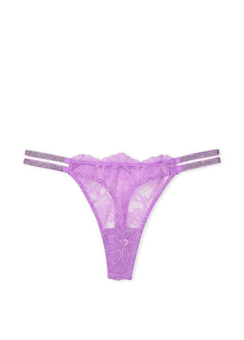 Жіночі трусики Shine Strap Lace Thong Panty мереживо зі стразами L фіолетовий Victoria's Secret (282964808)