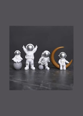 Набор Статуэток Астронавтов серебняного цвета. Фигурки для интерьера. Декор Астронавт No Brand (372083561)