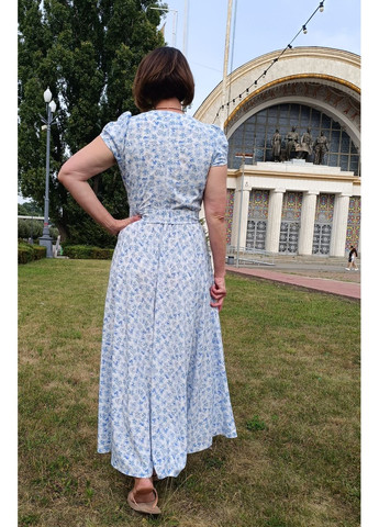 Голубое вечернее максиплатье из голубого софта 2 Льва