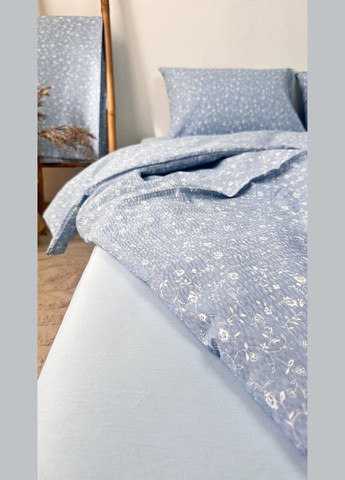 Постельное белье из натурального хлопка Ранфорс жатка Евро 200 x 220 см Голубой (П1Е5401-1-02) No Brand (348094809)