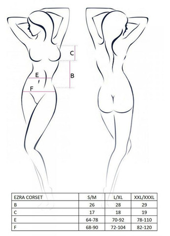 Корсет с декольте ERZA CORSET black S/M -, пажи, трусики, полупрозрачный Passion (303892710)