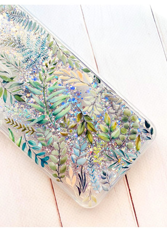 Чохол з плаваючими срібними блискітками на Samsung Galaxy A35 Рослинний фон (принт 377) Creative (362026095)