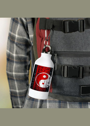 Фляга (бутылка) для воды с карабином Japan Металлическая #12 500 мл Белый No Brand (323639518)