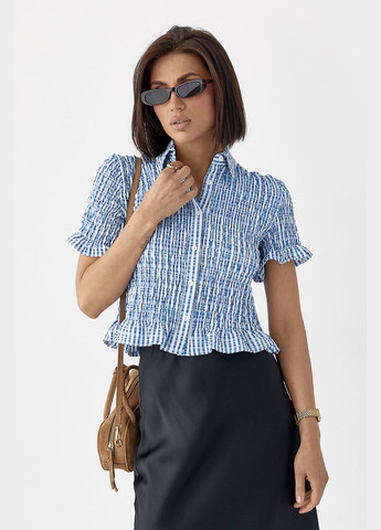 Синіти смугаста блуза з ефектом жатки Lurex