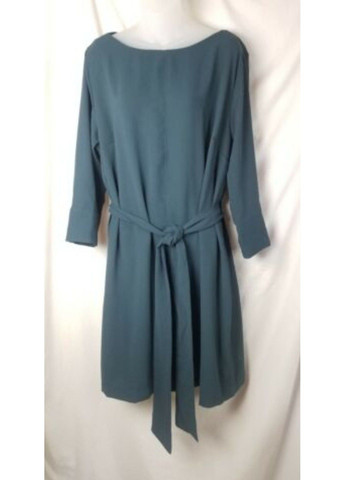 Темно-синее деловое женское платье с поясом н&м (56733) xs темно-синее H&M
