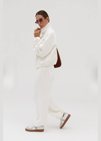 Женский спортивный костюм тринитка на флисе, белый No Brand Р1540-716 (337718368)