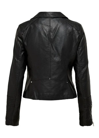 Комбінована демісезонна куртка зі штучної шкіри onlgemma faux leather biker otw noos 15153079-black 34 чорний 15153079-black Only
