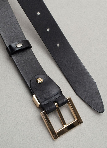 Ремень женский кожаный -3023 черный с золотой пряжкой (120 см) JK (308022683)