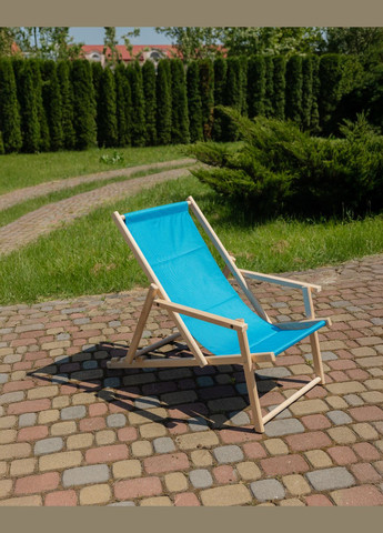 Шезлонг дерев'яний розкладний з підлокітниками XRmaster Блакитний No Brand (338438341)