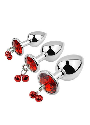 Красная металлическая анальная пробка с колокольчиками - 2,8*7 см – Анальные игрушки No Brand (288538253)