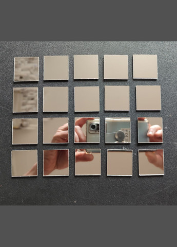 Зеркальные пластиковые наклейки квадратики 3 х 3 см 20 шт Серебро Б235 No Brand (302242808)