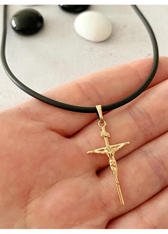 Каучук 55см + Крестик. Позолота. Каучуковый Шнур, Шнурок No Brand (361029341)