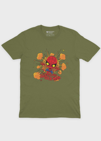 Хаки (оливковая) мужская футболка odno с принтом супергероя - человек-паук m (ts001-1-hgr-006-014-056) Modno