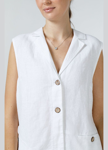 Женский жилет из льна без подкладки разноуровневый асимметричный на пуговицах Ангелика. Серый, р.56, код 9482/56/1559 ГАЛЕРЕЯ ЛЬОНУ (346122970)