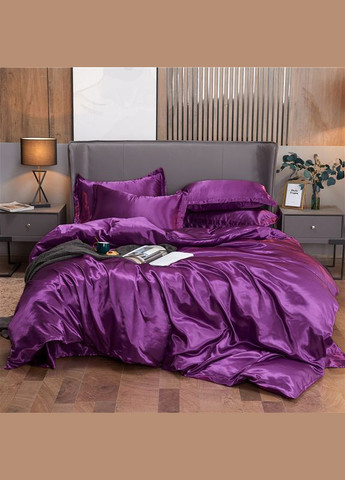 Атласна постільна білизна Півторний Фіолетовий 145 x 210 наволочки 2 х 50х70 см, 2 х 70х70 см (141413) No Brand (308754880)