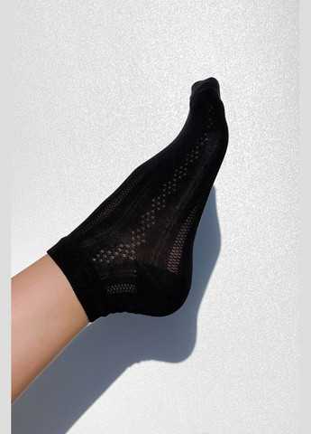 Чёрные носки короткие бамбук сетка сетка узор 36-41 CHICLY однотонные (342067021)