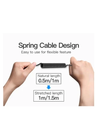 Кабель Перехідник Type-C to 3.5mm Male Spring Audio Cable 1M Black Metal Type (BGABF) Vention (300686025)