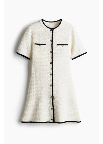 Кремовое платье H&M однотонное