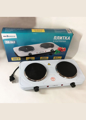 Настольная плита электрическая SB-063, электроплита двойная, двухкомфорочная. Цвет: белый Sea Breeze (365670316)