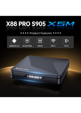 PRO X5M 2/16, Amlogic S905X5M, Android 14, Wi-Fi 2.4/5 ГГц X88 (356005857)