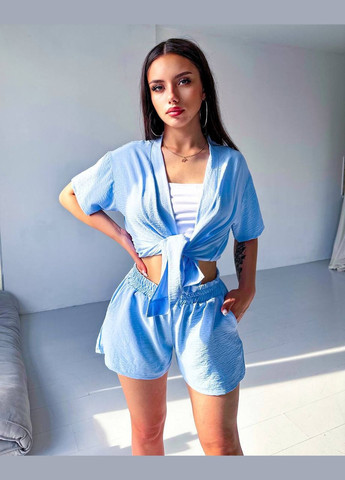 Жіночий літній костюм-двійка з поясом No Brand С1486-502/2 (341279824)