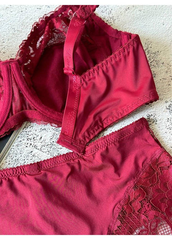 Бордовый бордовое женское белье большого размера комплект на чашку f Lanny Mode