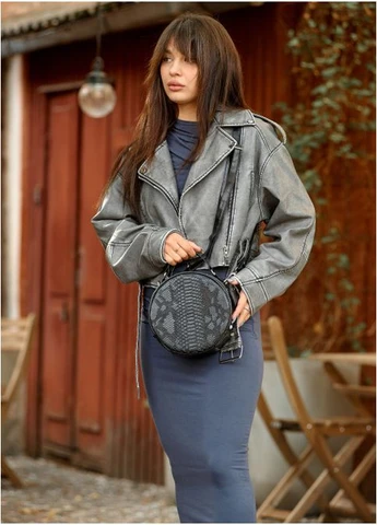 Женская круглая сумка Bale MZN крокодила (R-52200070-VS) Sambag (302450142)
