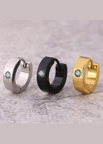 Сережка з каменем 1 шт. широка золотиста чоловіча жіноча Fashion (324835619)