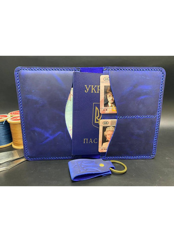 Портмоне для документов с гербом из натуральной кожи. Обложка для паспорта. Докхолдер Синий цвет No Brand (356508829)