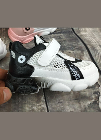 Комбіновані всесезонні кросівки дитячі літні no.1 біло-чорні No Brand