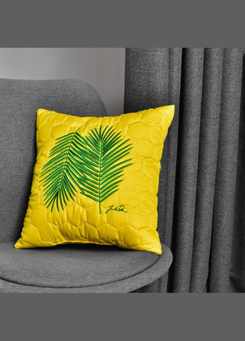 Подушка декоративная Тропикал с вышивкой гипоалергенная желтая IDEIA (366874163)