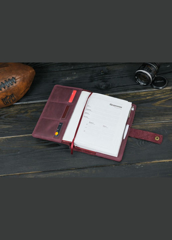 Шкіряна обкладинка для блокноту А5 Дизайн №5, натуральна Вінтажна шкіра, колір Бордо Berty (299397101)