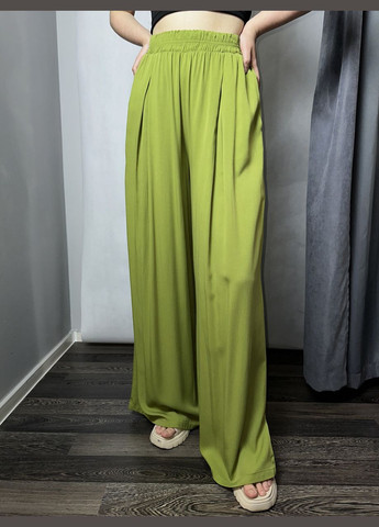 Жіночі вільні штани з поясом на резинці авокадо MKAZ64-5 46 Modna KAZKA (276650158)