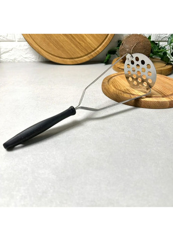 Толкушка картофелемялка для картошки усиленная из нержавеющей стали с пластиковой ручкой 25 см Kitchen Master (291874647)
